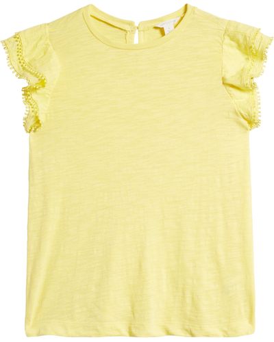 Caslon Caslon(r) Ruffle Sleeve T-shirt - Yellow