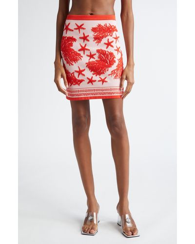 Versace Trésor De La Mer Jacquard Skirt - Red