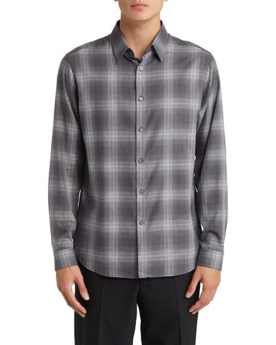 Theory Irving Shade Cotton Flannel Button-up Shirt - Gray