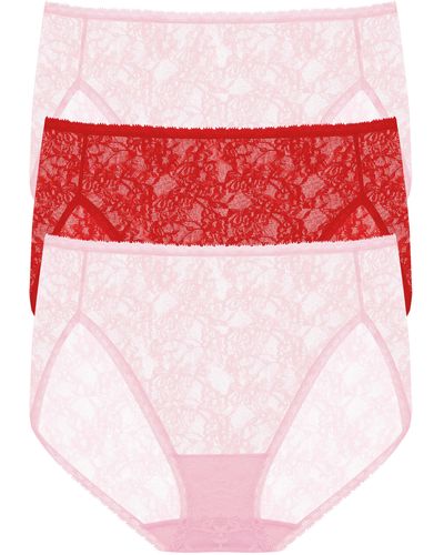 Natori Bliss Allure Lace 3-pack French Cut Briefs - Red