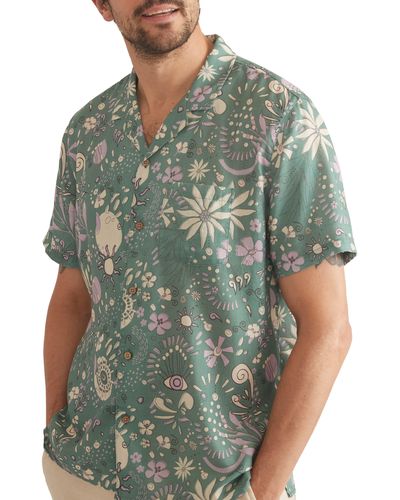 Marine Layer Print Button-up Camp Shirt - Green