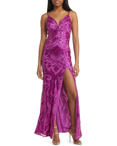 Lulus Made For Magic Sequin Mermaid Gown - Purple