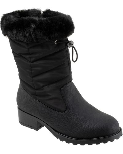 Trotters Bryce Faux Fur Trim Winter Boot - Black