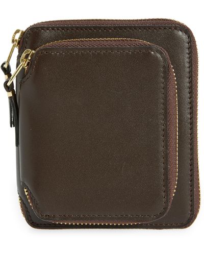Comme des Garçons Outside Pocket Two-compartment Leather Wallet - Brown