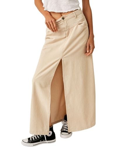Free People As You Are Corduroy Maxi Skirt - Natural