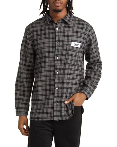 KROST Plaid Cotton Flannel Button-up Shirt - Black