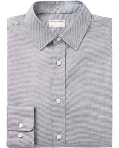 Tiger Of Sweden Adley Slim Fit Grid Check Cotton Button-up Shirt - Gray