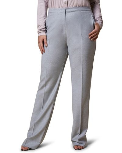 Marina Rinaldi Flannel Stretch Virgin Wool Pants - Gray
