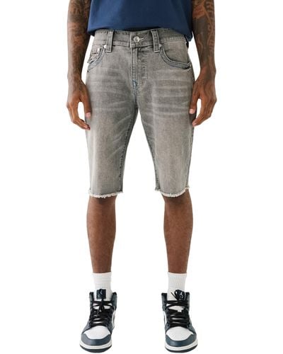 True Religion Rocco Frayed Skinny Denim Shorts - Gray