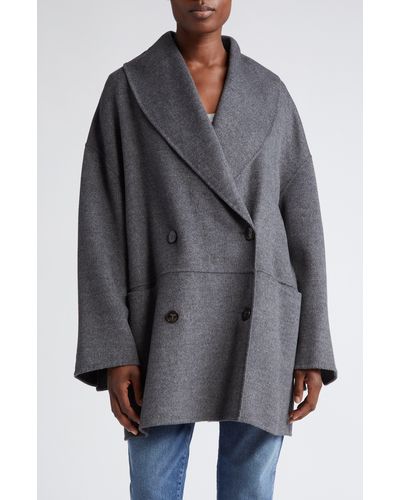 Totême Relaxed Fit Double Face Wool Peacoat - Gray