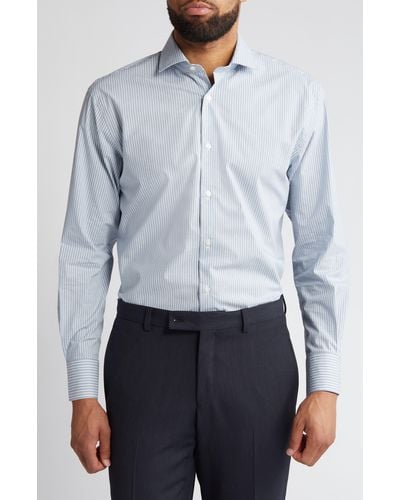 Nordstrom Tech-smart Traditional Fit Stripe Performance Dress Shirt - Blue