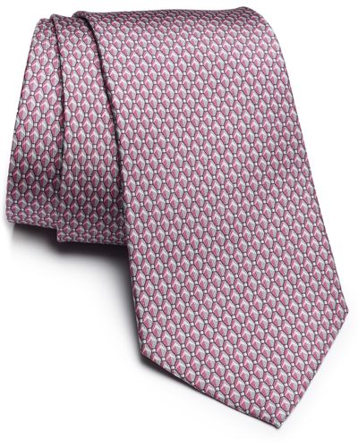 Jack Victor Melbourne Geometric Print Silk Tie - Purple