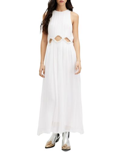 AllSaints Mabel Cut Out Embellished Maxi Dress - White