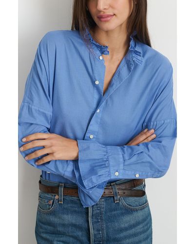 Alex Mill Blake Ruffle Neck Cotton Button-up Shirt - Blue