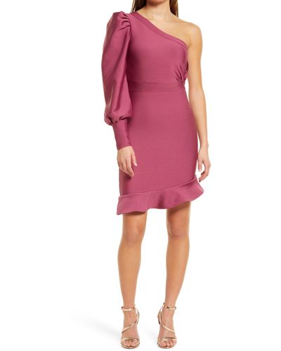 Lulus Top Of The List One-shoulder Asymmetric Dress - Pink