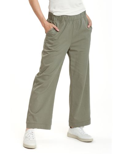 Threads For Thought Georgie Stretch Twill Wide Leg Pants - Green