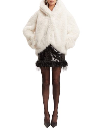 Bardot Callan Hooded Faux Fur Jacket - Natural