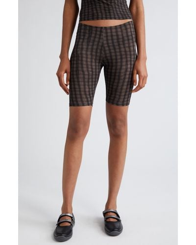 Paloma Wool Deck Plaid Stretch Jersey Bike Shorts - Gray