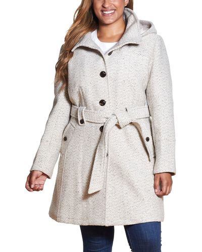 Gallery Belted Hooded Coat - White