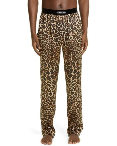 Tom Ford Leopard Print Stretch Silk Pajama Pants - Multicolor