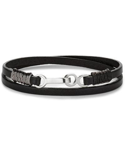 Caputo & Co. Leather Cord Wrap Bracelet - Black