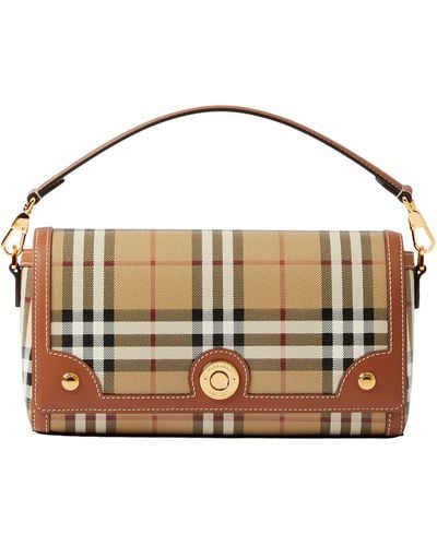 Burberry Small Note Check & Leather Crossbody Bag - Brown