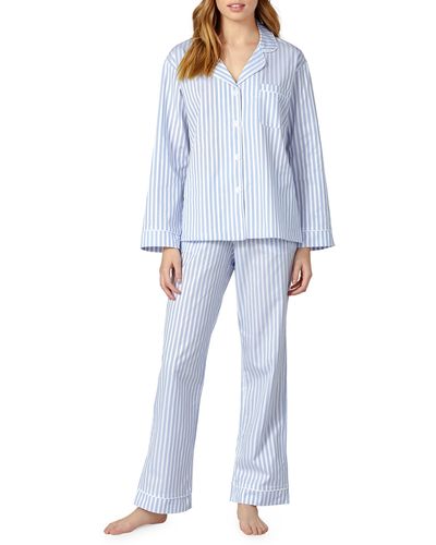 Bedhead 3d Stripe Organic Cotton Sateen Pajamas - Blue