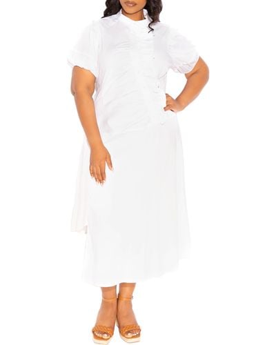 Buxom Couture Asymmetric Ruffle Dress - White