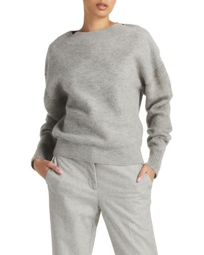 St. John Brushed Wool & Mohair Blend Sweater - Gray