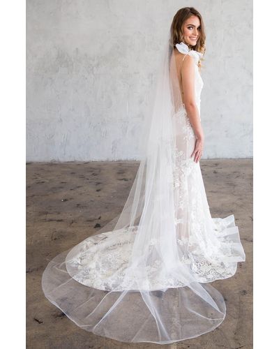 Brides & Hairpins Iman Catherdal Tiered Tulle Veil - Gray