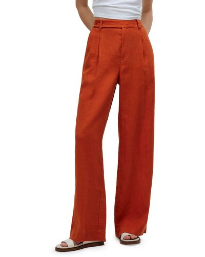 Madewell The Harlow Wide Leg Linen Pants - Red