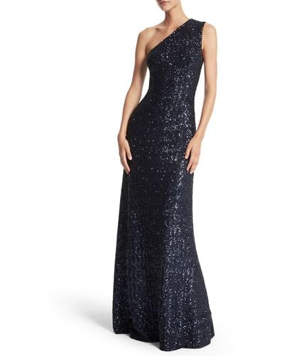 Michael Kors Sequined One-shoulder Gown - Blue