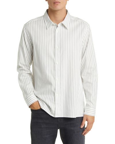 FRAME Classic Fit Stripe Cotton Button-up Shirt - White