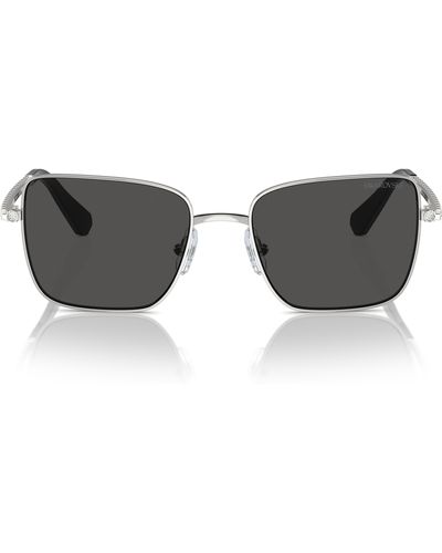 Swarovski 53mm Matric Crystal Square Sunglasses - Metallic