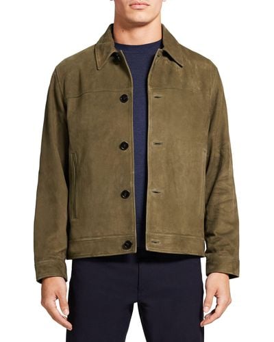 Theory Amos Suede Trucker Jacket - Brown