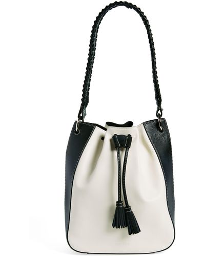 Strathberry X Collagerie Large Bolo Colorblock Leather Bucket Bag - White