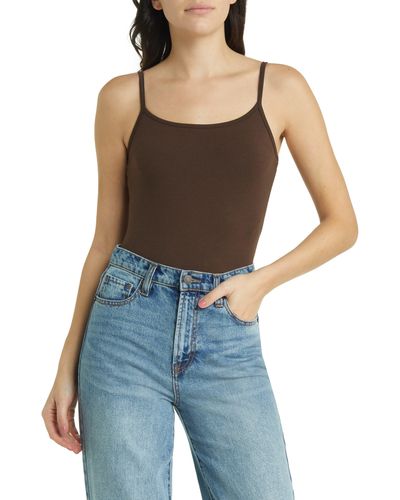 Madewell Cami Thong Bodysuit - Brown