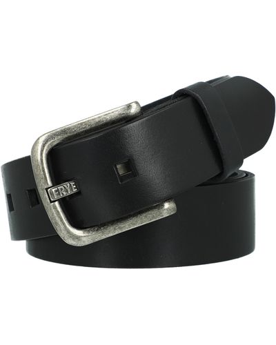 Frye Logo Buckle Leather Belt - Black