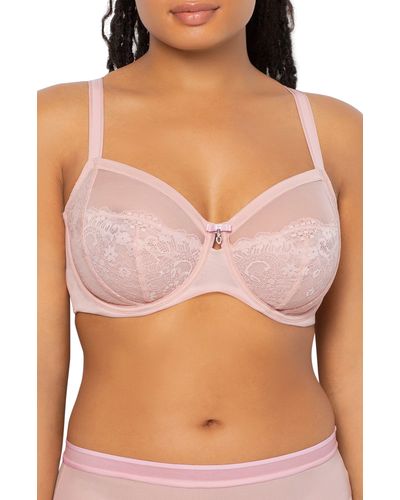 Curvy Couture Luxe Lace Underwire Bra - Pink