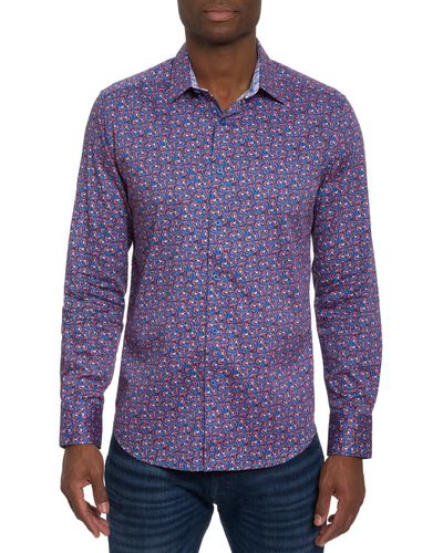 Robert Graham Golden Horn Stretch Button-up Shirt - Purple