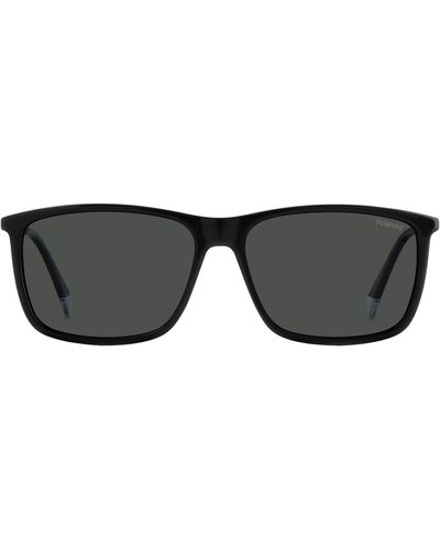 Polaroid 59mm Polarized Rectangular Sunglasses - Black