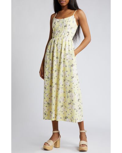 Charles Henry Floral Linen Blend Sundress - Multicolor