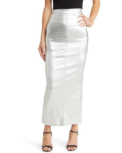 NIKKI LUND iggy Metallic Maxi Skirt - White