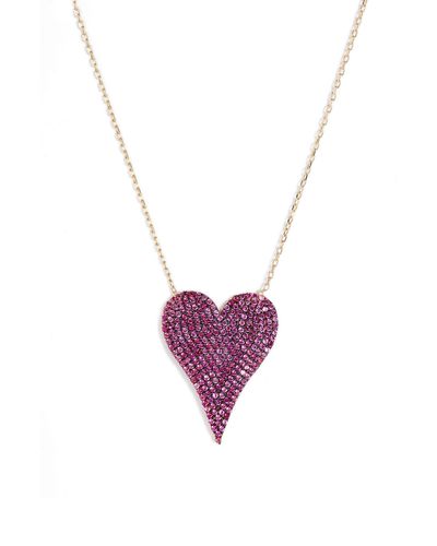 SHYMI Pavé Heart Pendant Necklace - Purple