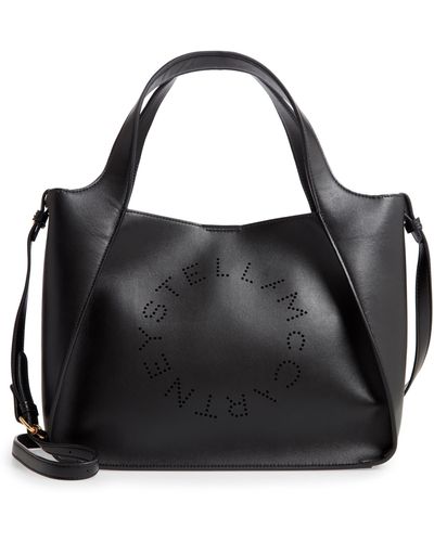 Stella McCartney Perforated Logo Faux Leather Satchel - Black
