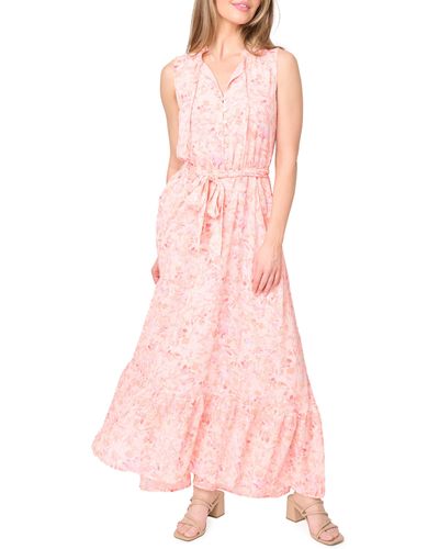 Gibsonlook Lindsey Floral Ruffle Maxi Dress - Pink