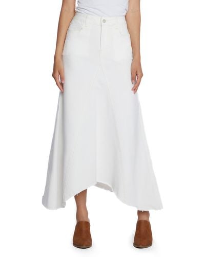 Wash Lab Denim Selma Pieced Asymmetric Denim Maxi Skirt - White