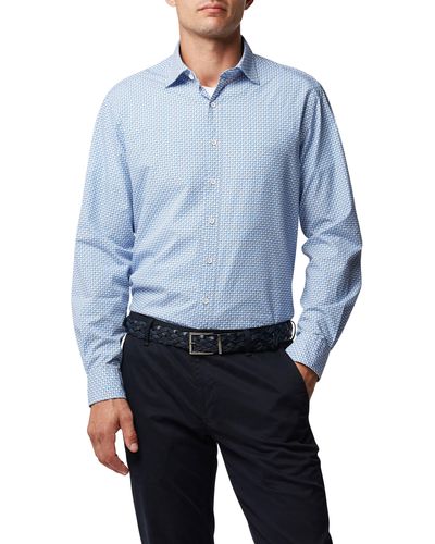 Rodd & Gunn Calliope Island Print Cotton Button-up Shirt - Blue