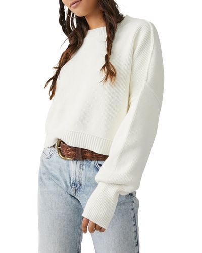 Free People Easy Street Crop Pullover - White