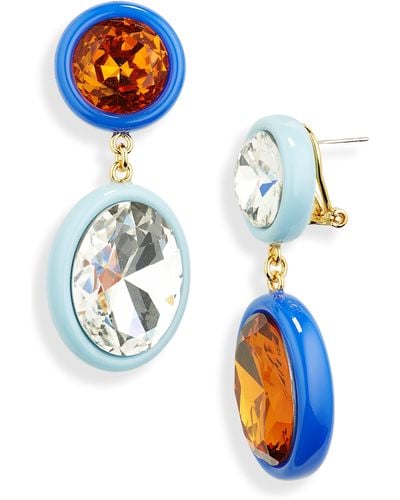 Lele Sadoughi Crystal Medallion Mismatched Drop Earrings - Blue